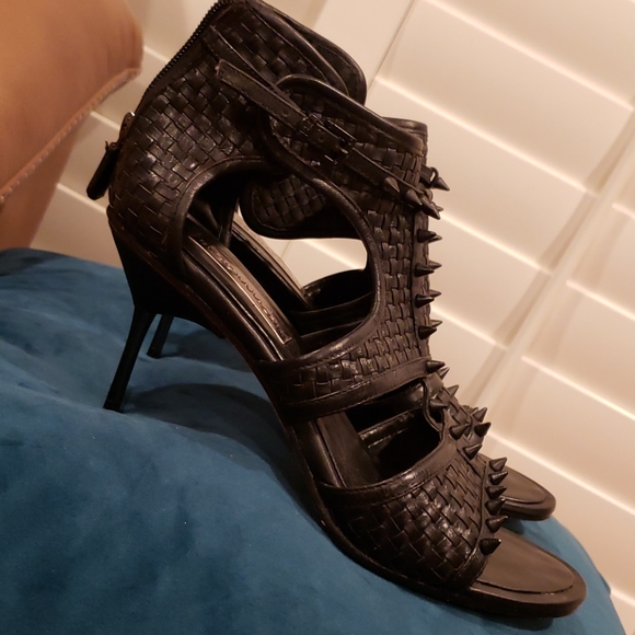 BcbgMaxazria Circa Woven Studded Heels - Picture 6 of 8